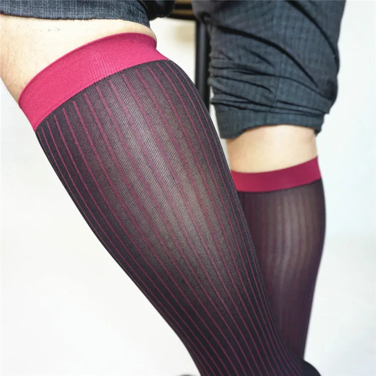 Calcetines transparentes de tubo para hombre, medias exóticas formales, transparentes, a rayas, para negocios, TNT, regalos