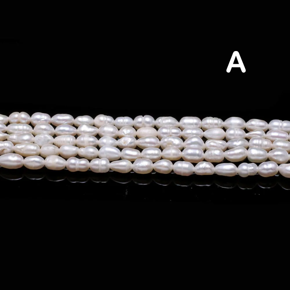 Natural Freshwater Pearl Beads High Quality Rice Shape Punch Loose Beads for Jewelry Making DIY Necklace Bracelet Accessories