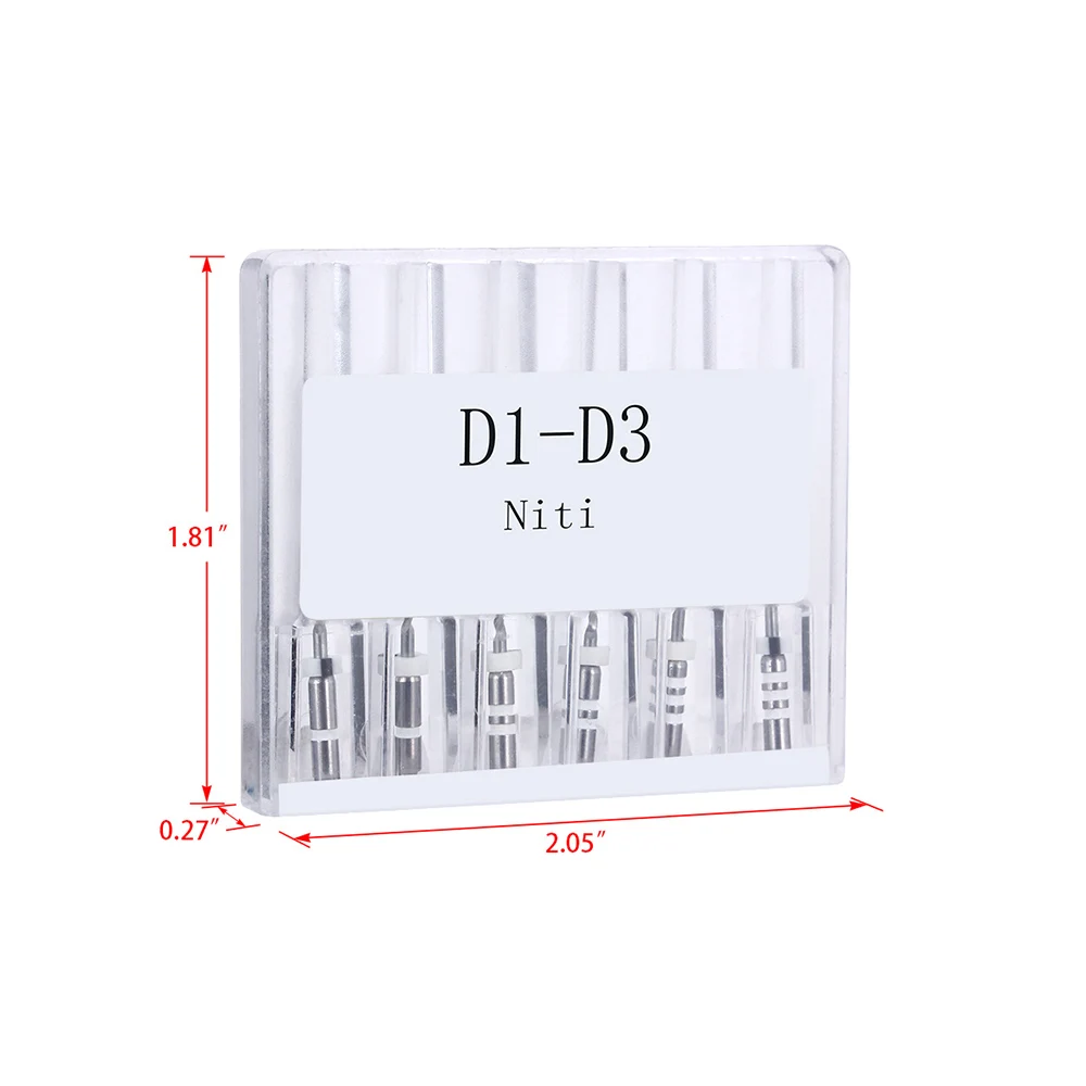 6pcs/Pack AZDENT Dental Retreatment Engine Root Canal NiTi File D1-D3