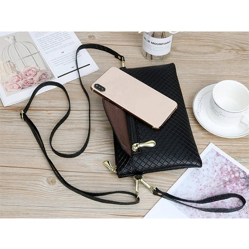 Women\'s PU Crossbody Bags Adjustable Shoulder Strap New Fashion Diamond Lattice Shoulder Bags Comfortable Wrist Strap Female Bag