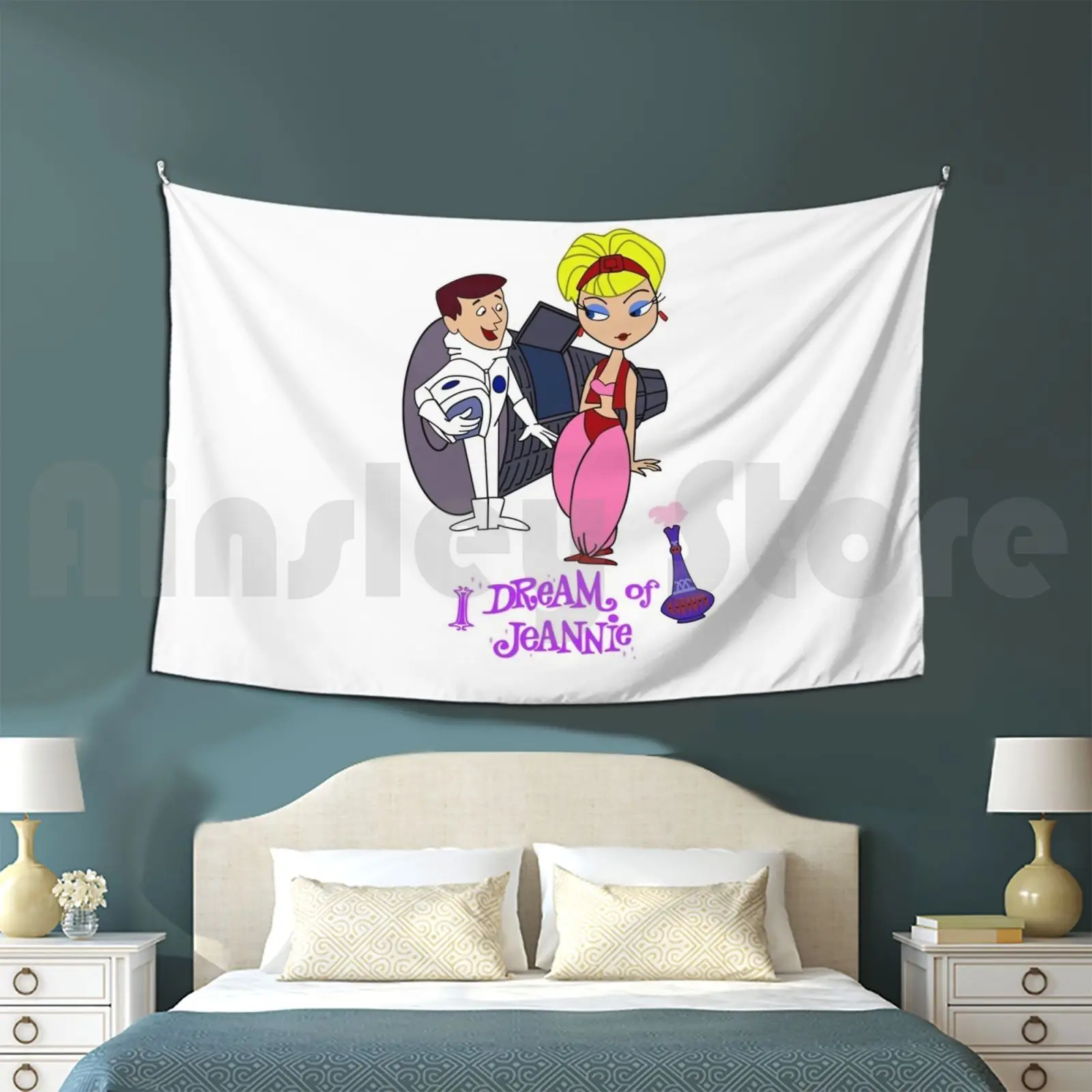 I Dream Of Jeannie Shirt , Sticker , Customized Tapestry Jeannie Dream Sitcom Nelson Tv 70s 60s