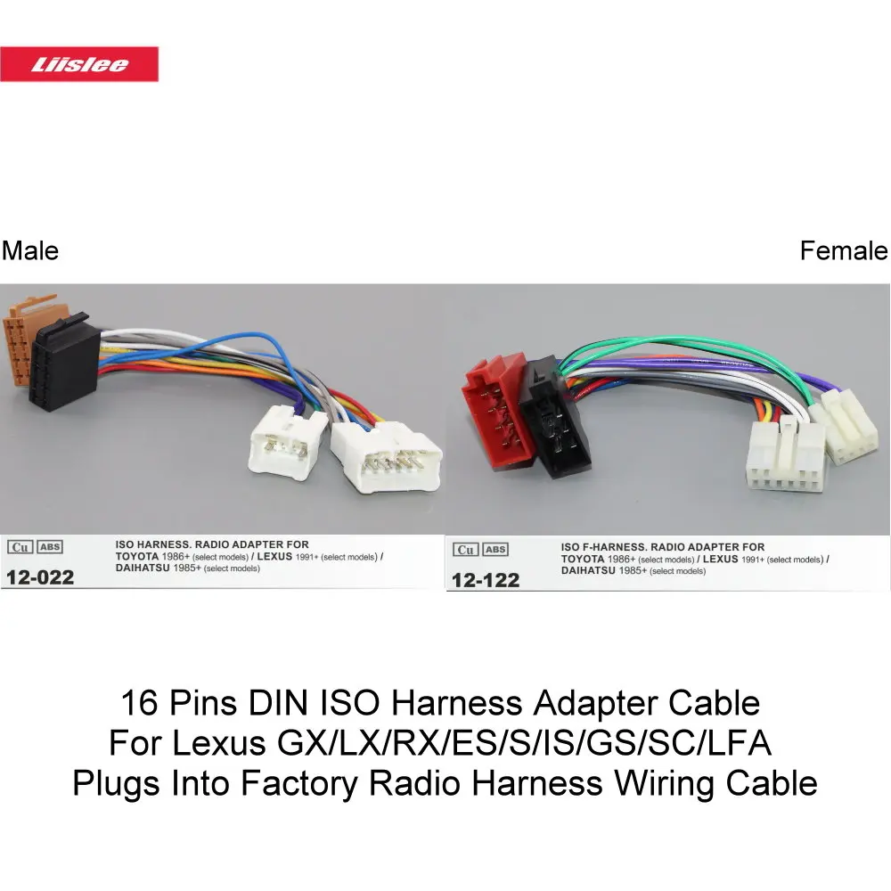 

16 Pins DIN ISO Harness Adapter Cable For Lexus GX/LX/RX/ES/S/IS/GS/SC/LFA Plugs Into Factory Radio Harness Wiring Cable