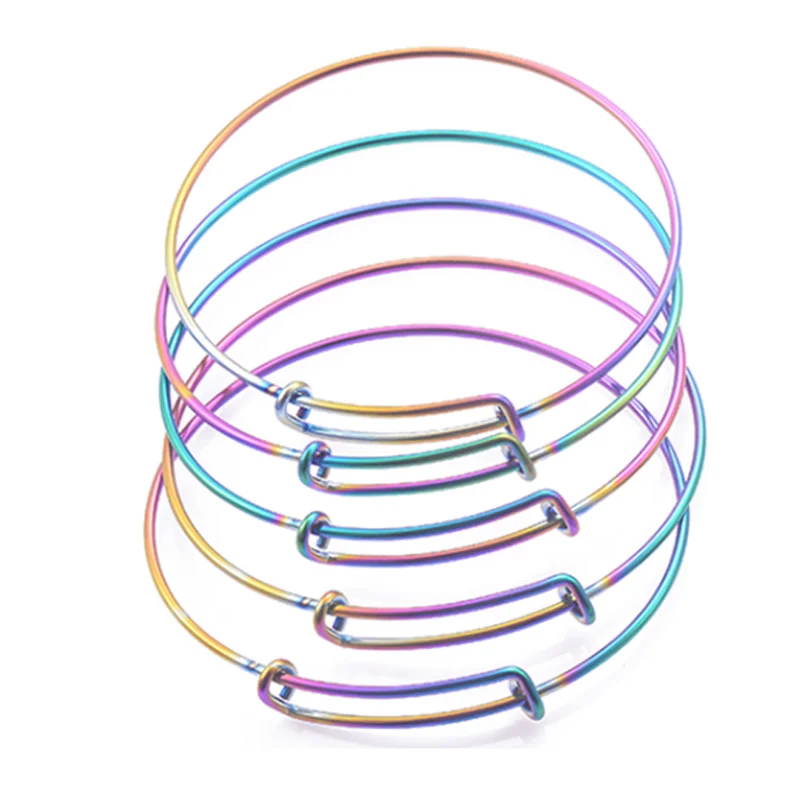 5pcs/lot Never Fade Stainless Steel Expandable Bangle Bracelets Adjustable Wire Bracelets Metal Bracelets for DIY Jewelry Making