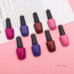 10pcs Hot Selling Miniature Nail Polish Charm Cute Pendant for Earring Keychain Scrapbooking, DIY Making, Necklace