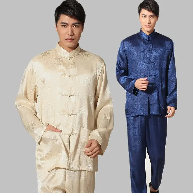 Ethnic Style Character Men'S Long-Sleeved Suit Chinese Tang Suit Casual Suit Spring Autumn Home Men'S Performance Clothing