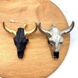 1pc Cow Head Shaped Pendants Acrylic Material with Copper DIY for Making Necklace Accessions 45x46mm Size 19 Colors for Choice
