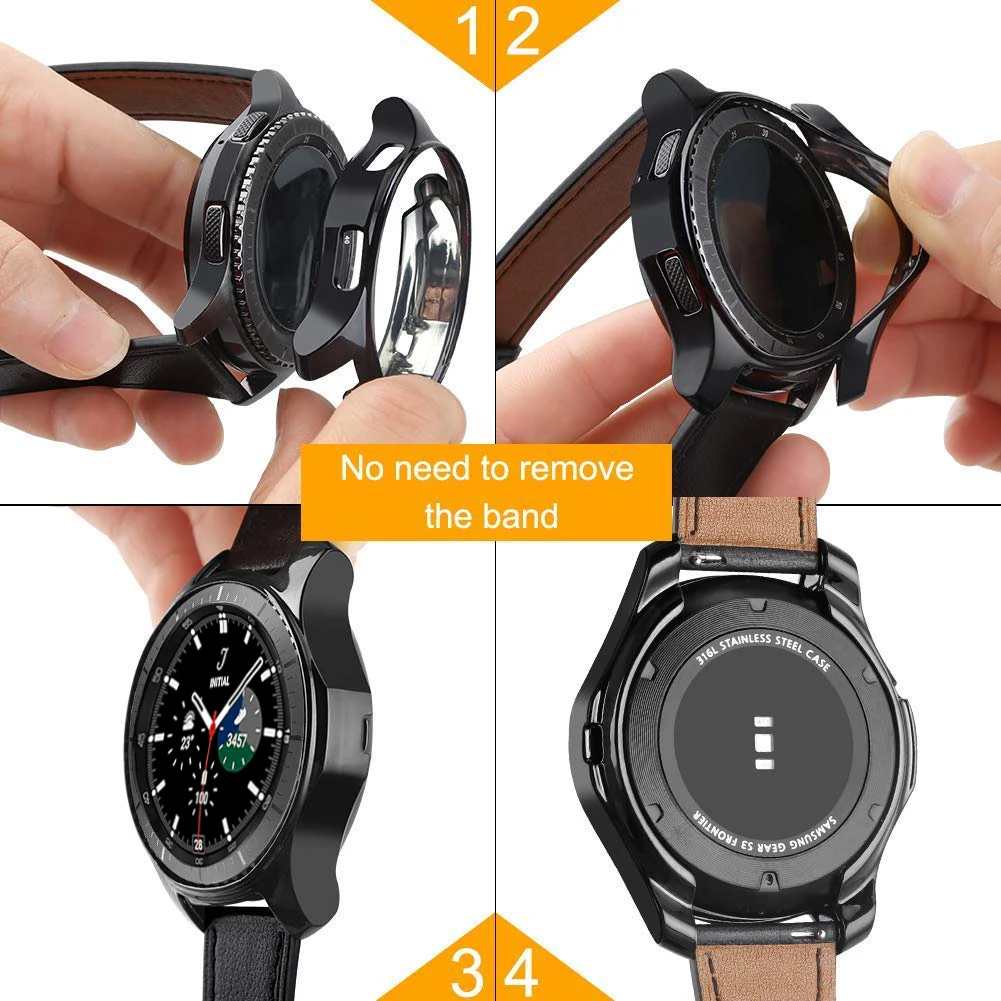 Coque pour Samsung Galaxy Watch 4 Classic 46/42mm, étui souple TPU plaqué tout autour, protection d'écran antichoc Galaxy Watch 4 44/40mm