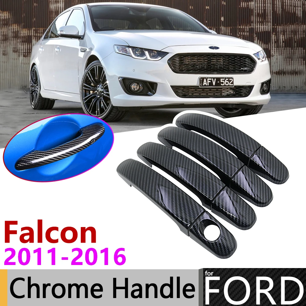 

Black Carbon Fiber Door Handle Cover for Ford Falcon FG FGX G6E XR6 XR8 XT 2011~2016 Car Accessories Stickers Trim Set Chrome