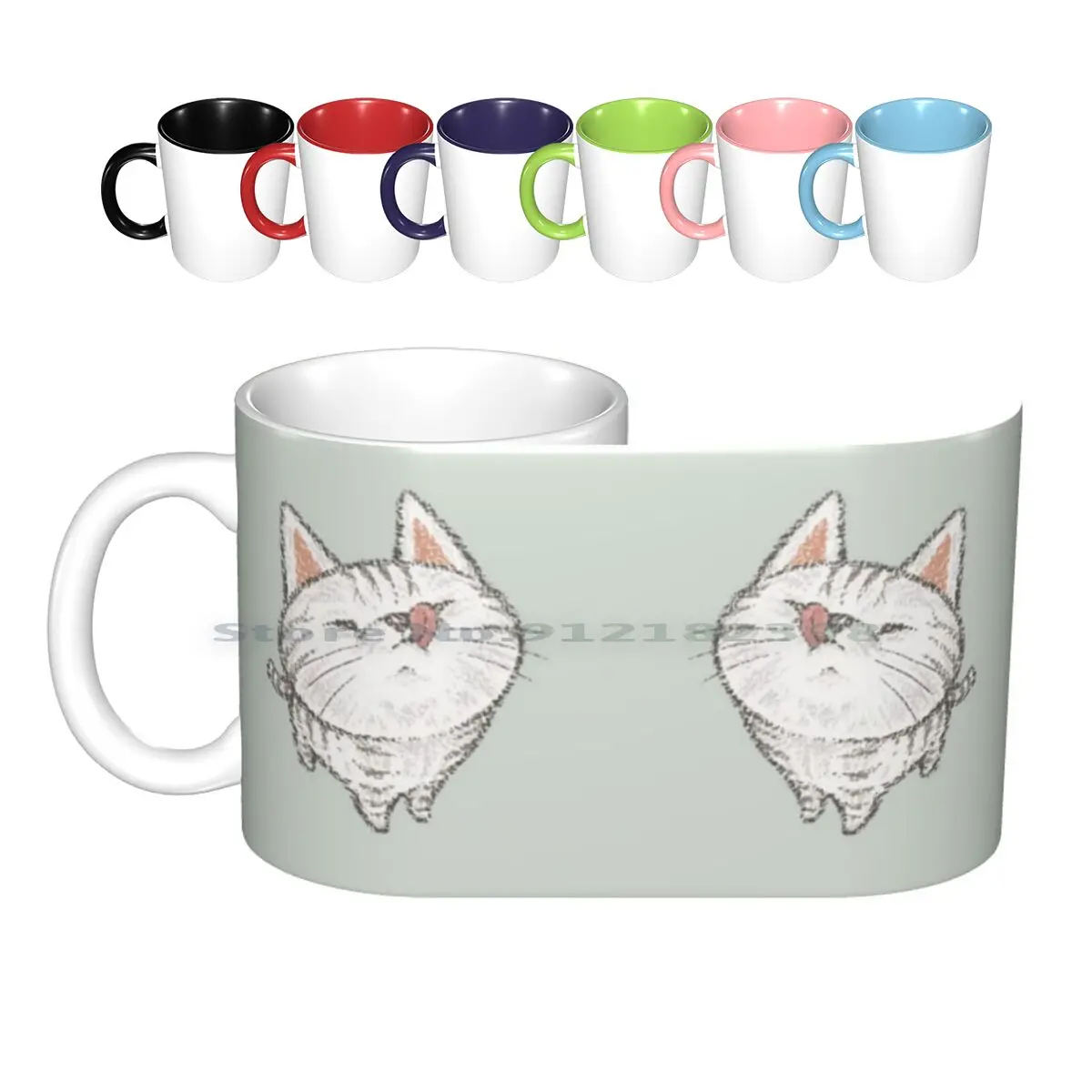 American Short Hair Stick Out Tongue Ceramic Mugs Coffee Cups Milk Tea Mug American Short Hair Cats Animals Kitten Pets