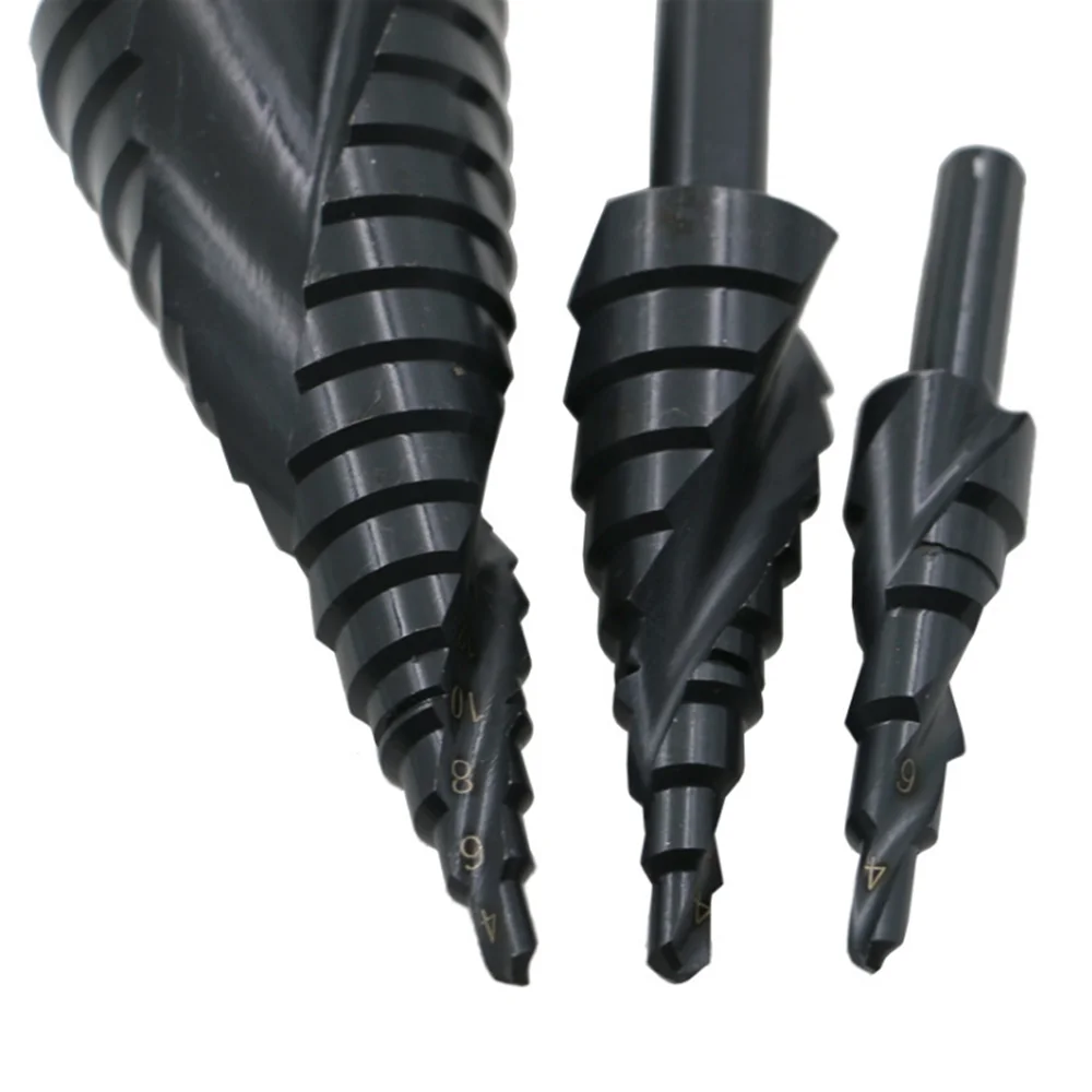 3PCS High speed steel spiral groove nitrogen-containing step drill 4-32mm step drill multi-function drill