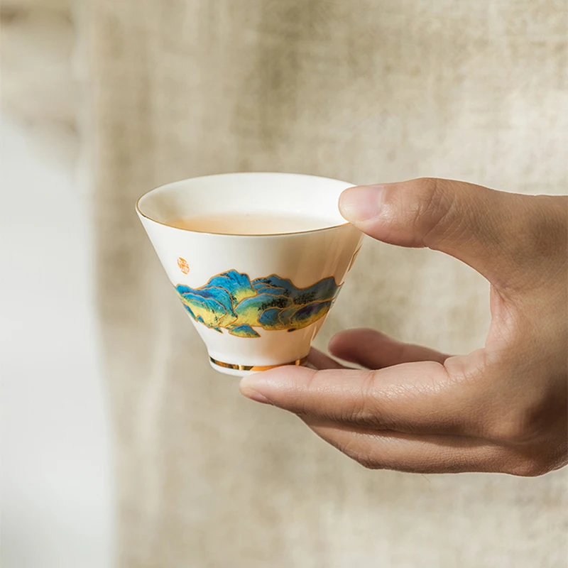 Dehua Suet Jade White Porcelain Single Ceramic Teacup, Simple Bowl, Master Tea Cup, Kung Fu Set, NO.YZ114