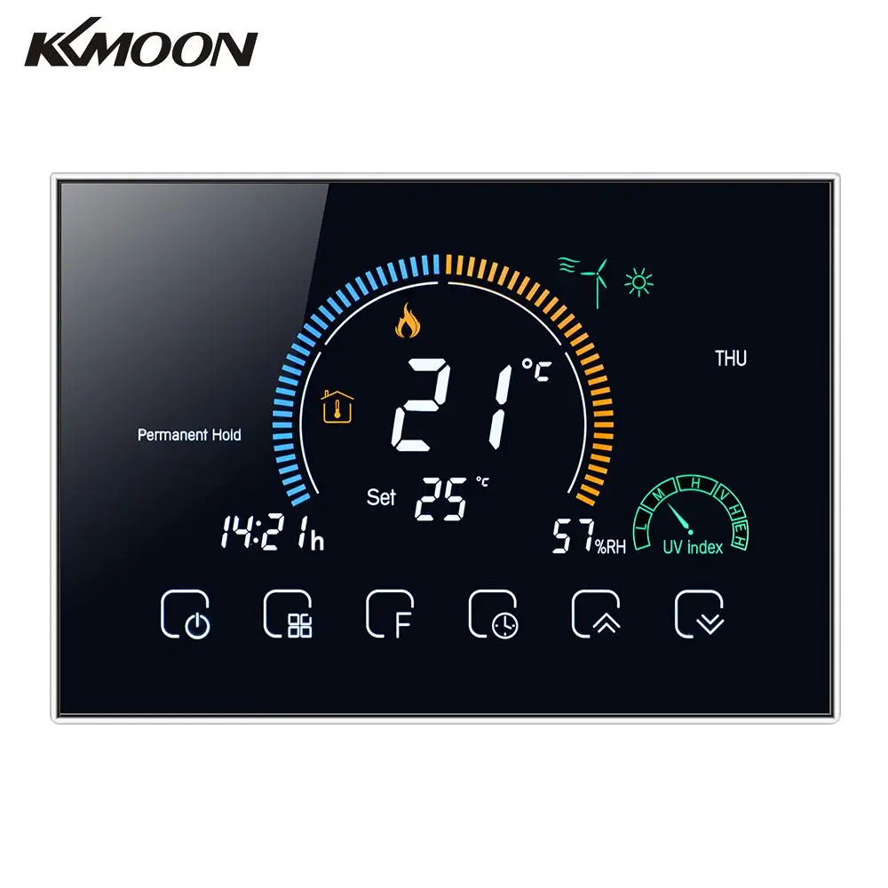 KKMOON ℃/ ℉ Switchable Wi-Fi Smart Programmable Thermostat Voice APP Control LCD Water/ Gas Boiler Heating Thermoregulator