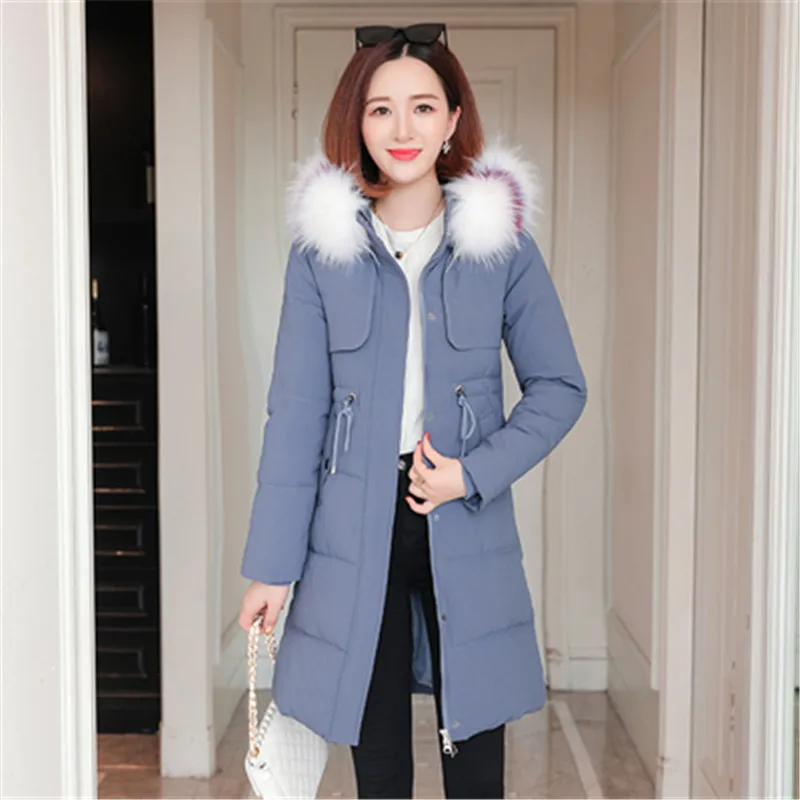 Fashionable women\'s winter warm hooded cotton winter jacket solid color long-sleeved jacket ladies Women\'s cotton coat