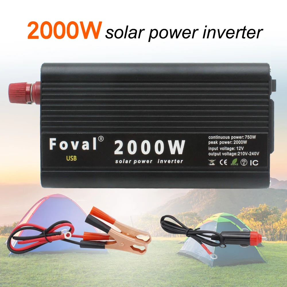 Inverter12v 220v 2000W  Solar Inverter Car Inverter Full Power 2USB Power Inverter Solar Inverter Inversor Solar Convertidor 12v