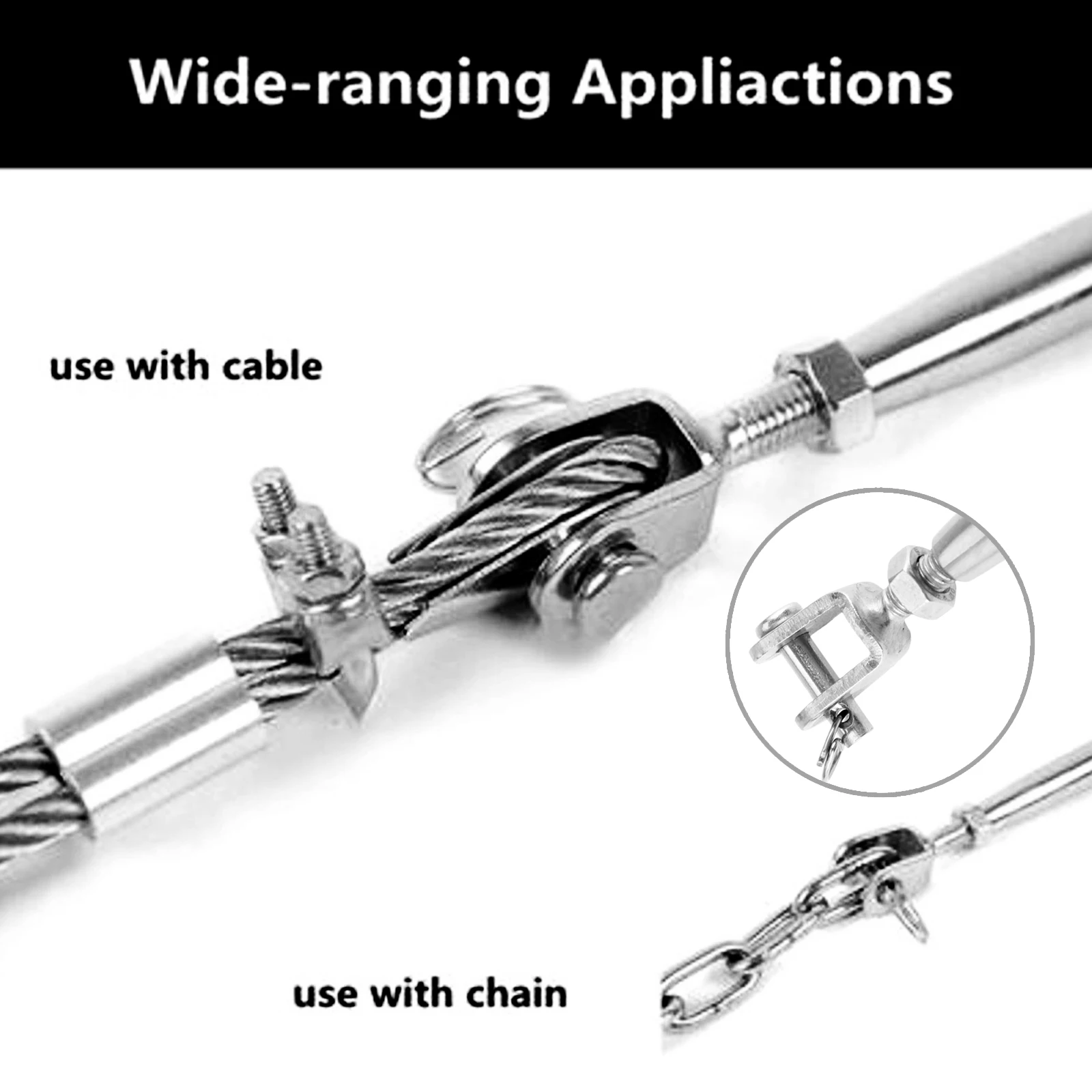M6 Rigging Screw Jaw Marine Grade Stainless Steel Closed Body Fork Turnbuckle Closed Body Bottlescrew Rigging Hardware Marine