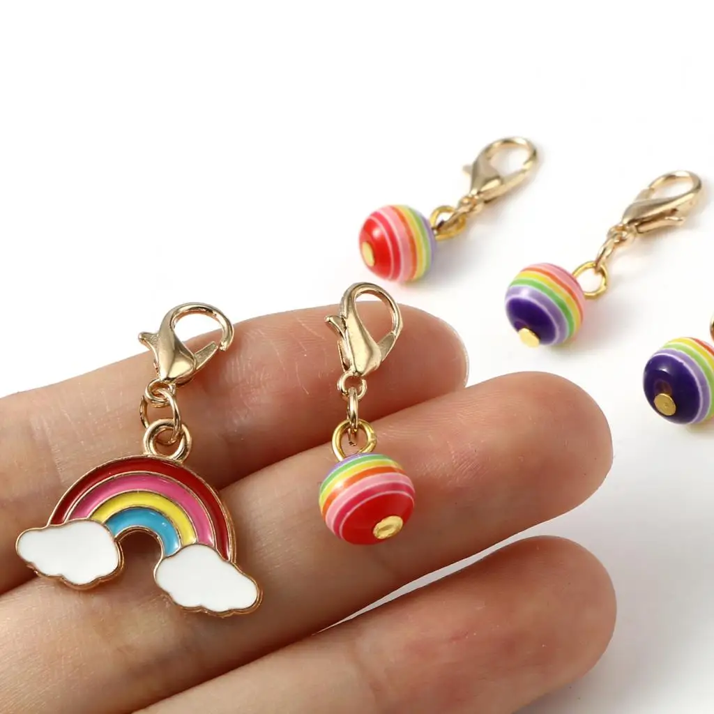 5pcs Handmade Knitting Stitch Markers Multicolor Rainbow Enamel Lobster Clasp Crochet Latch Needle Clips Women DIY Sewing Tools