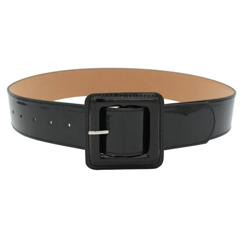Cinto de couro envernizado feminino, faixa de cintura feminina, fivela de agulha vermelha, cinto casual feminino, selado na cintura, novo designer,