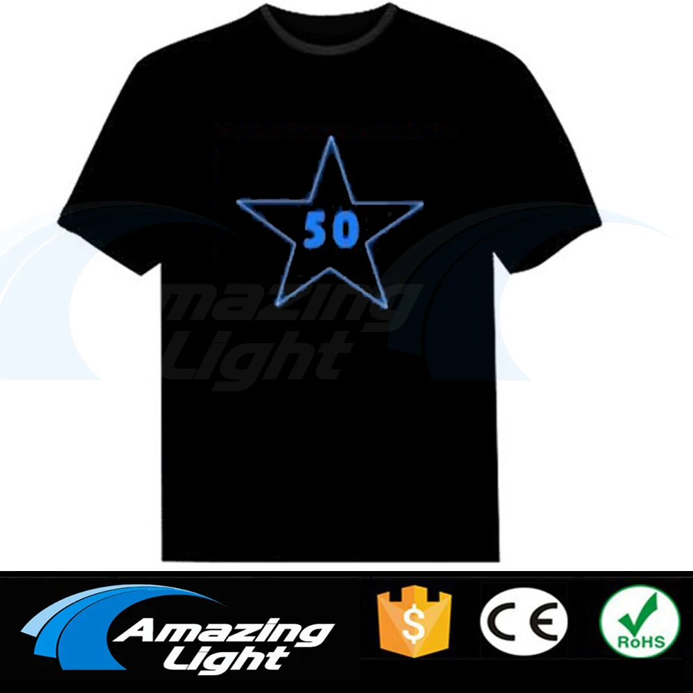 

Amazing light customized sound reactive led t-shirt el panel t shirt light up and down led sheet tshirt