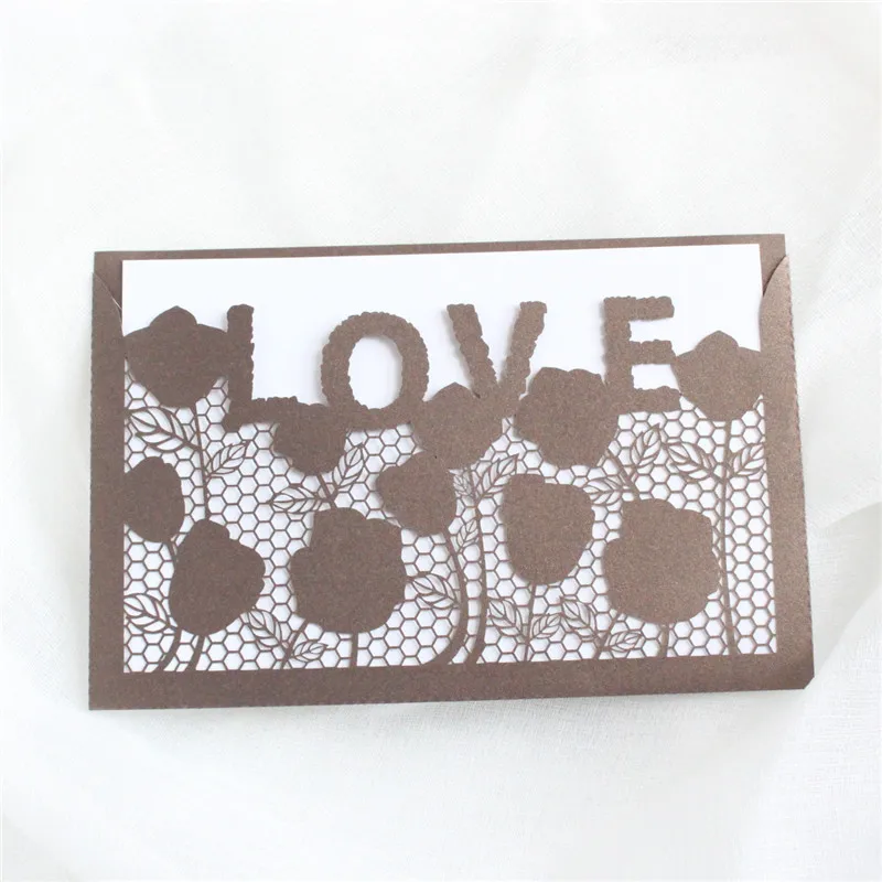 

Love invitation card pocket flower laser cutting valentine birthday Thanksgiving gift card party supply