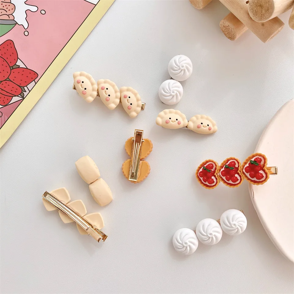 Funny Food Hairpin Cute Cartoon Steamed Stuffed Bun Dumplings Hairpin Bangs Broken Hairpin Hair Accessories