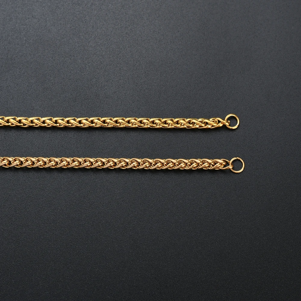 Wholesale 5MM Stainless Steel Golden Keel Chain Necklace Fashion Man Link Necklace Hip Hop Rock Style Length 50/55/60/70cm