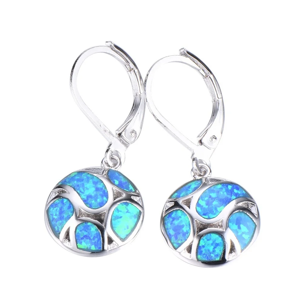 Fashion Women Earrings 2024 Bohemian Blue/White Imitation Fire Opal Long Dangle Earrings For Women Accessories Statement Jewelry