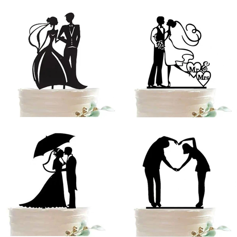 novios tarta boda Cake Flags Love Heart Wedding Cake Topper Bride Groom Wedding Party Cake Baking Decor Engagement Cake Supplies