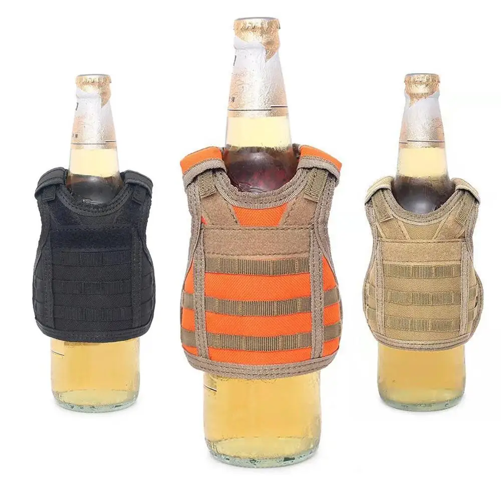 Tactical Beer Bottle Beer Vest Cover Outdoor Mini Miniature Molle Vest Personal Bottle Drink Set Adjustable Shoulder Straps