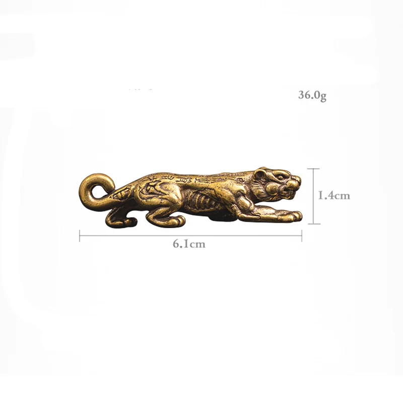 Antique Copper Sculpture Chinese Tiger Token Statue Desktop Ornament Home Decor Natural Aging Brass Animal Figurines Decorations