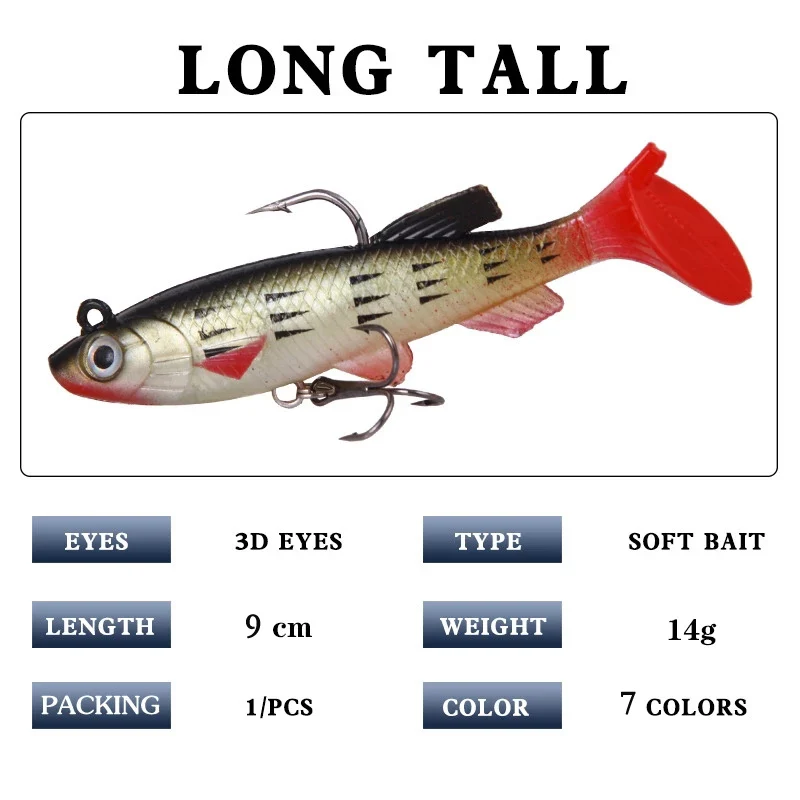 1pcs Fishing Lures Soft Lure Wobblers 8cm 14g Artificial Bait Silicone Fishing Lure Sea Bass Carp Fishing Lead Spoon Jig Lures