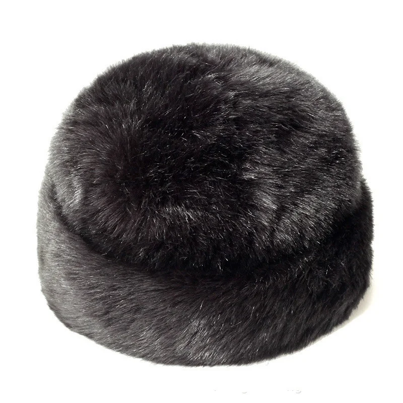 Men Faux Mink Fur Russian Cossack Hat Ushanka Winter Warm Black Hat