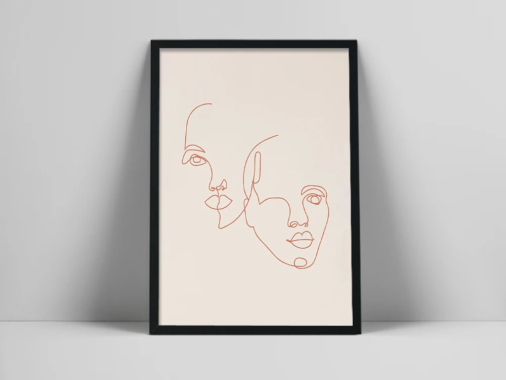 Connected Faces Art Print | One Line Drawing Of Faces | Single Line Art Faces Print | Continuous Line Female Faces cial FeatCol