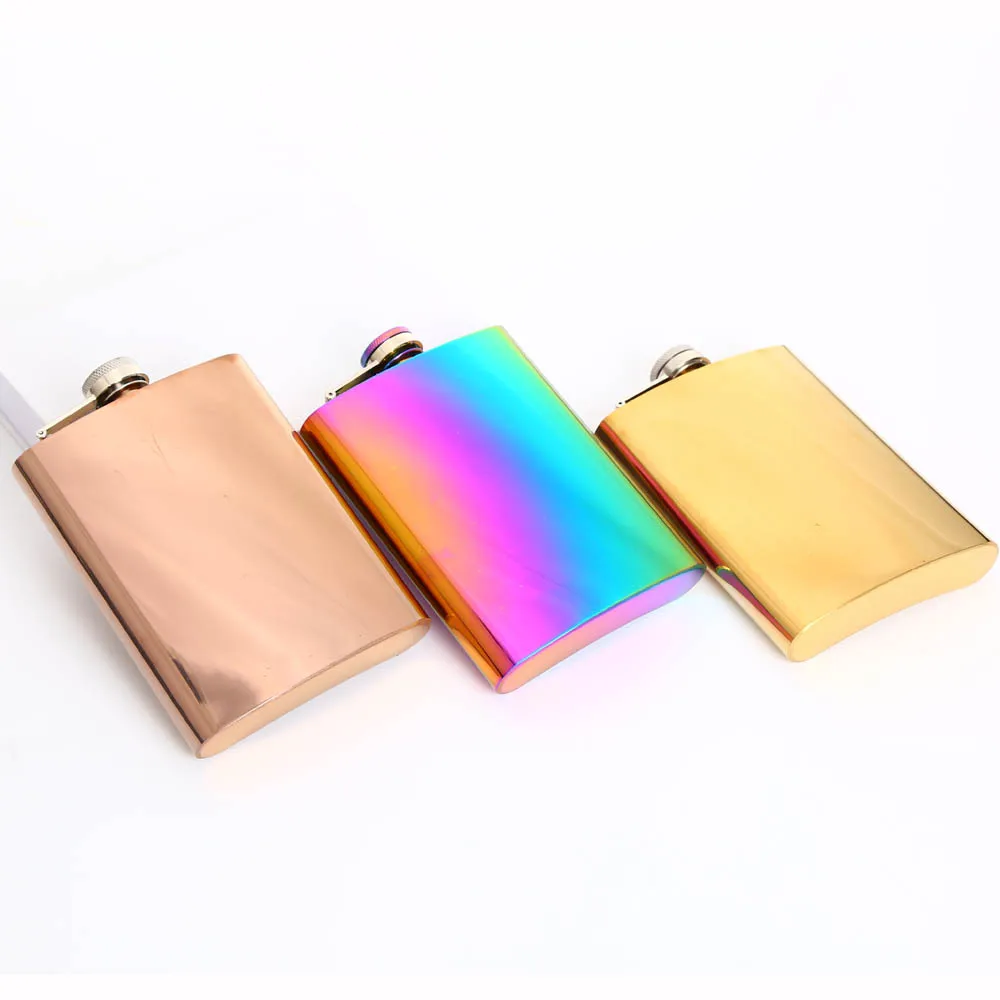 

Golden Portable Stainless Steel 8OZ Pocket Hip Flask Alcohol Whiskey Bottle Electroplating Process MINI Hip Flask Bottle