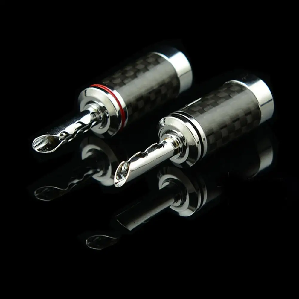 HIFI Rhodium Plated Tellurium Copper Carbon DIY Fiber Speaker Cable BFA Banana Male Terminal Jack Plug Audio Connector - view 4