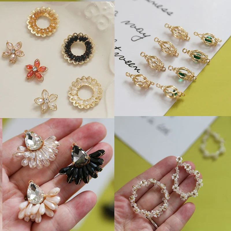 

10pcs Creative Transparent lovely beads flower pendants Earrings Drop drop water charm Ear Studs headdress tag DIY