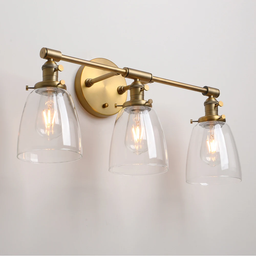 Permo 3 Light Industrial Wall Sconce Black Sconces with 5.5 Inches Dome Shape Clear Glass Shade