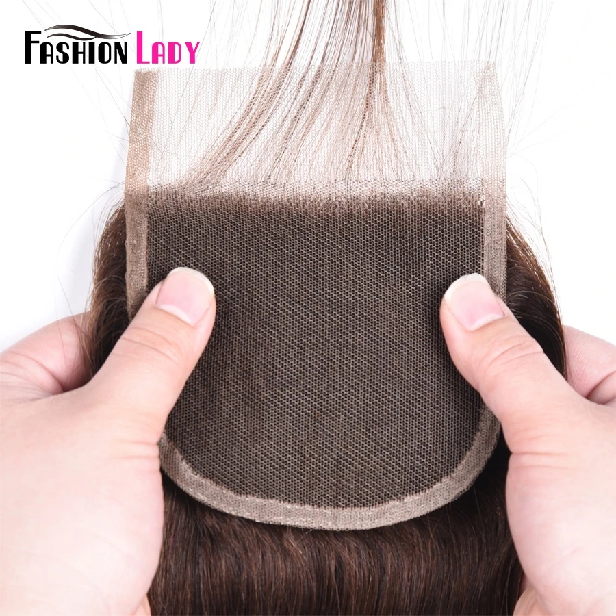 Fashion Lady-extensiones de pelo malayo precoloreado, accesorio capilar ondulado con cierre de encaje, color marrón oscuro, no Remy, 3 unidades