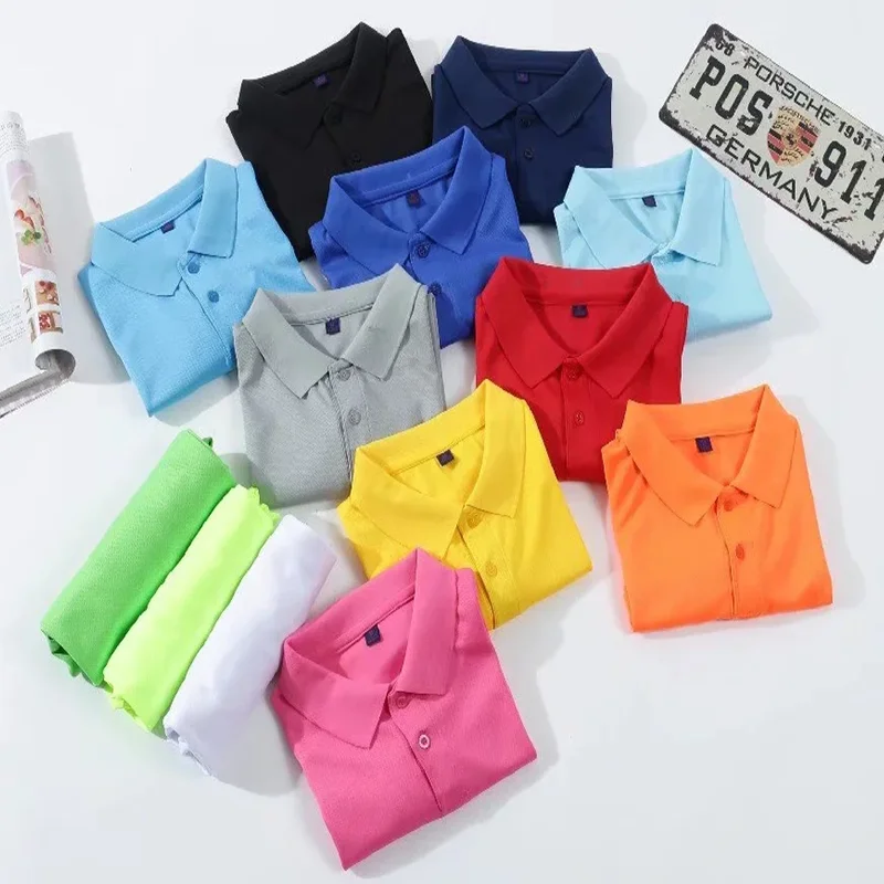 شعار مخصص قصيرة الأكمام تي شيرت الرجال والنساء الأطفال التجفيف السريع بولو طباعة صورة شعار الملابس العائلية #4