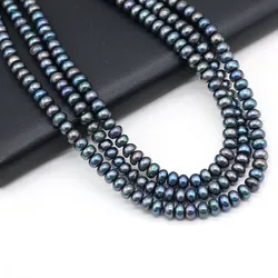 8-9mm Natural AA Freshwater Pearl Bead Glossy Black Pearl Loose Beaded for Making DIY Jewerly Necklace Bracelet Accessories