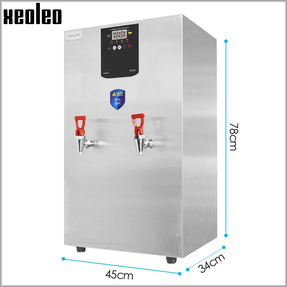 Xeoleo Commercial Water Boiling Machine 180L/H Stainless Steel Heating Water Dispenser Boiler 60L Double Faucet Water Boiler