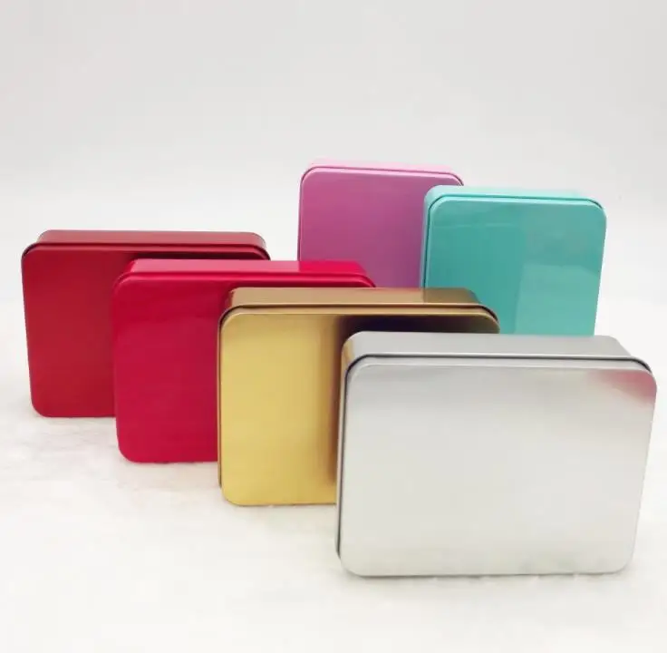 Tin Box Empty Metal Storage Case Organizer Stash 7 colors 12cm length For Money Coin Candy Keys U disk headphones gift box SN672