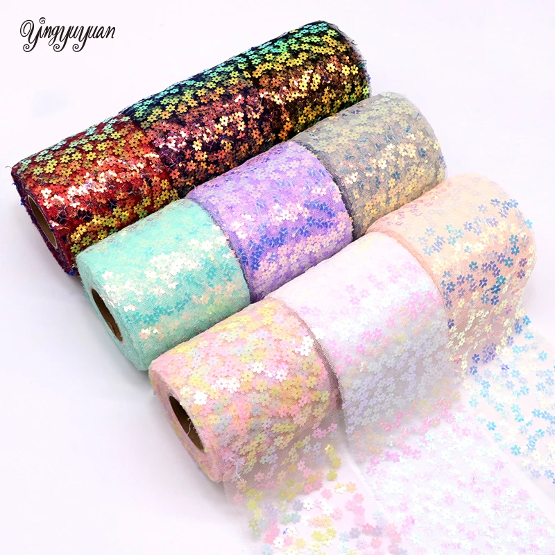 

6cm 8cm 10cm 12cm 10Yards Sequin Ribbon Tulle Organza Ribbons DIY Hair Bowknot Accessories Handmade Tape Ribbons for Crafts