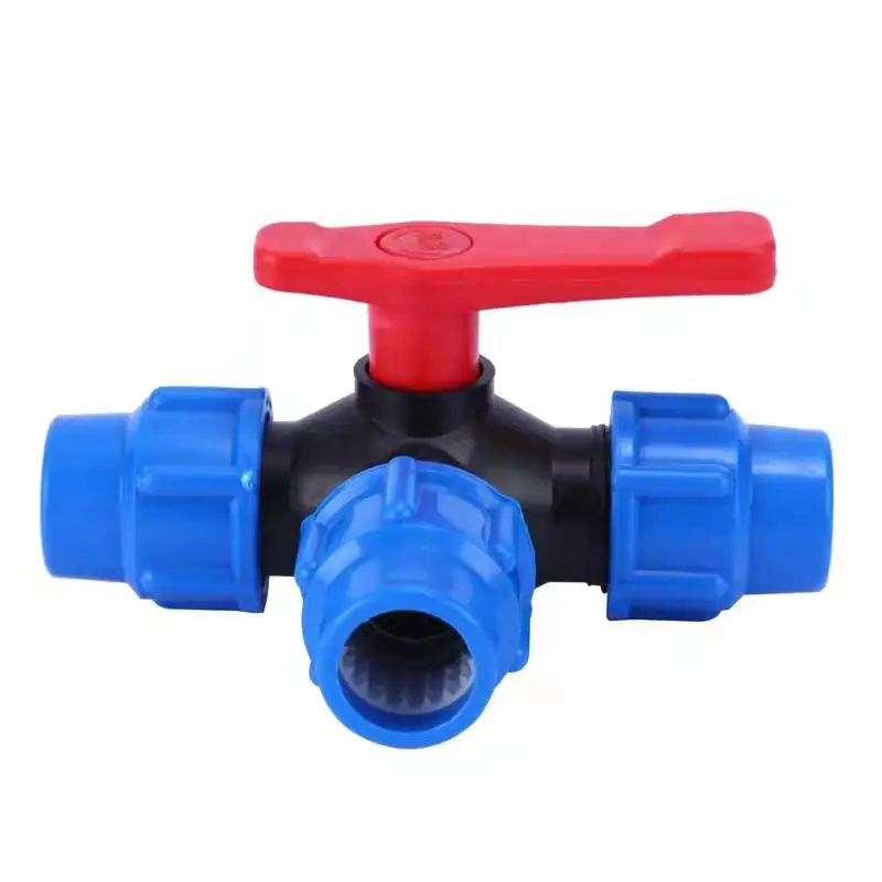 

20/25/32/40/50/63mm PVC PE Tube Tap Tee Water Splitter 1/2 3/4 1" 1.25" 1.5" 2" Tee Pipe Ball Valve T-Shaped Connector 1pcs