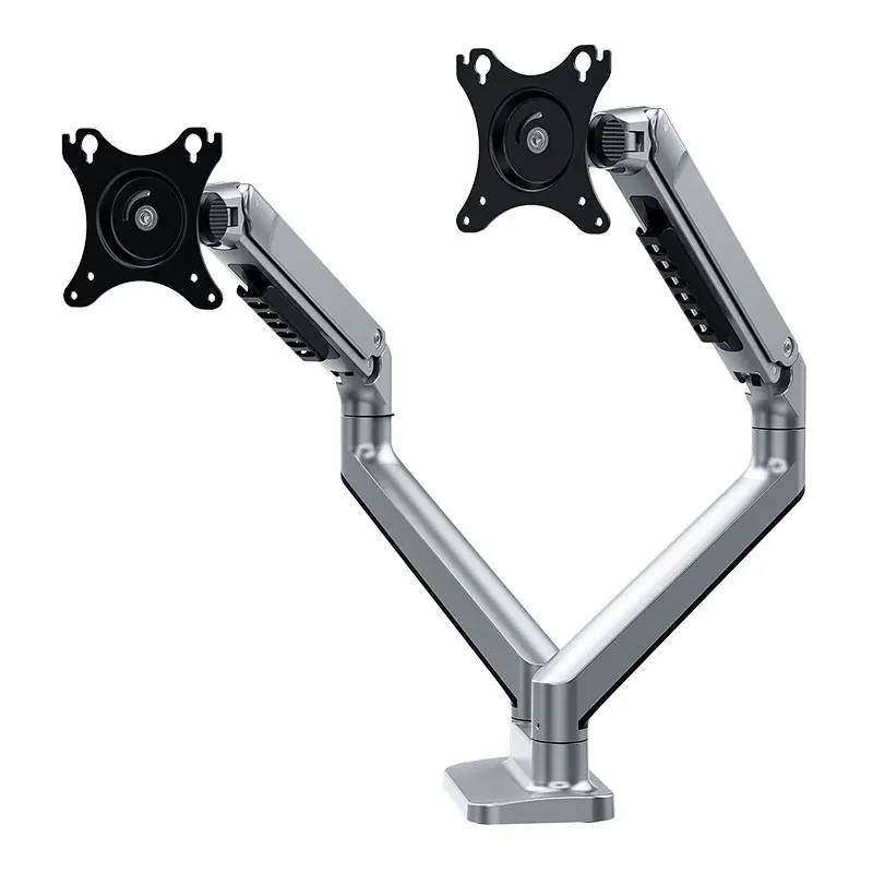 

V8-2S Aluminum Desktop 17-32" Dual Monitor Holder Mechanical Spring Arm Free Lifting Full Motion TV Monitor Mount Load 11kgs