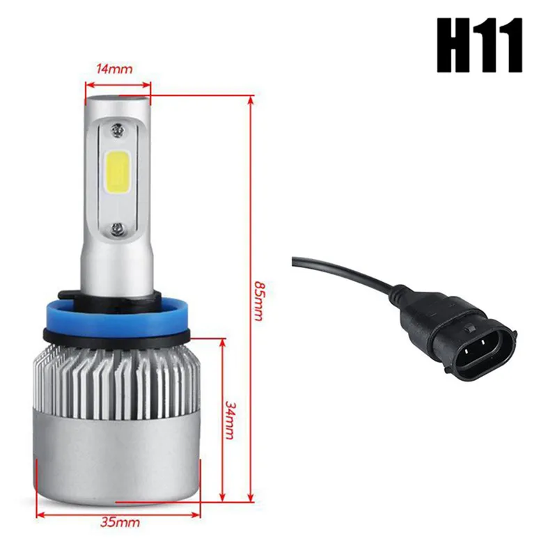 Bombillas LED para faros delanteros de coche, luz de estilo brillante, H4, H7, H11, COB, Hi-Lo, 36W, 16000LM, 6000K, 12V, 1 unidad