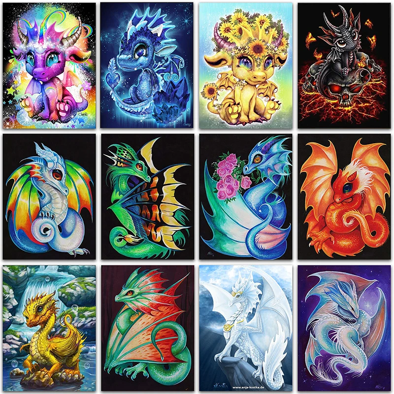 

5D DIY Diamond Painting kit animals Cartoon dragon art Full Square&Round Diamond mosaic embroidery Cross stitch Paint home decor