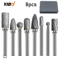 6MM 8PCS Shank Double Cut Solid Carbide Rotary Burr Set Dor Die Grinder Drill Tungsten Carbide Burrs Set