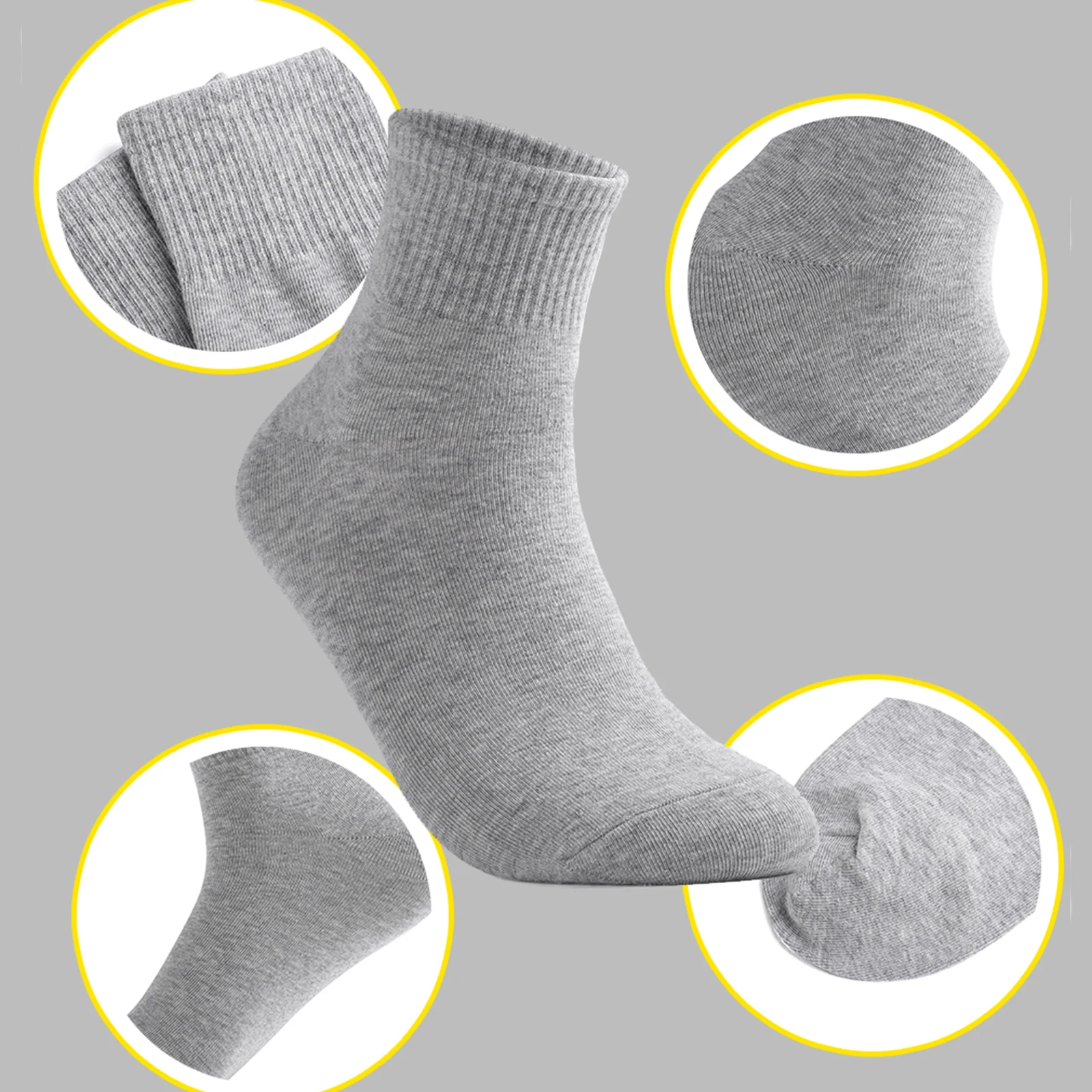 Baasploa Men's Running Lycra Socks Anti-slip Breathable Solid Knitting Cotton Socks Outdoor Fitness Basketball Sports Socks 2023