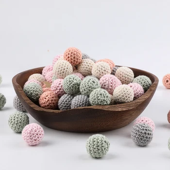 15pcs 20mm 나무 크로 셰 뜨개질 구슬 젖꼭지 체인에 대 한 아기 Teether 나무 아기 체육관 장난감 젖니가 남 팔찌 신생아 선물 아기 제품