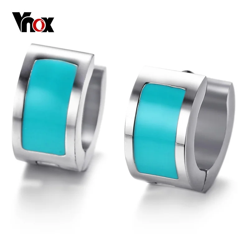 

Vnox Ethnic Earring Female Stainless Steel Women Ear Stud Earing with Colorful Resin Daily Gift Brincos Jewelry